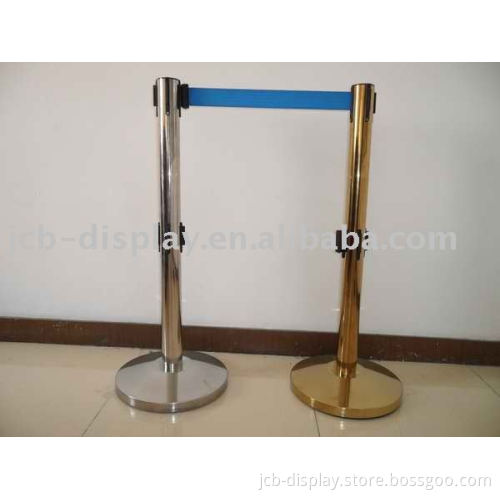 polished stainless steel post with two belt pedestrian barrier(JCB-G07)
